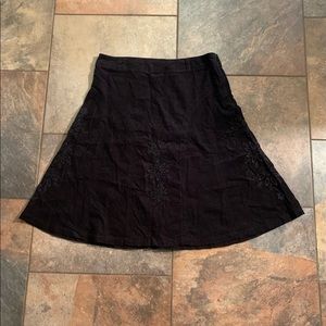 Vintage Black Corduroy skirt with embellishments